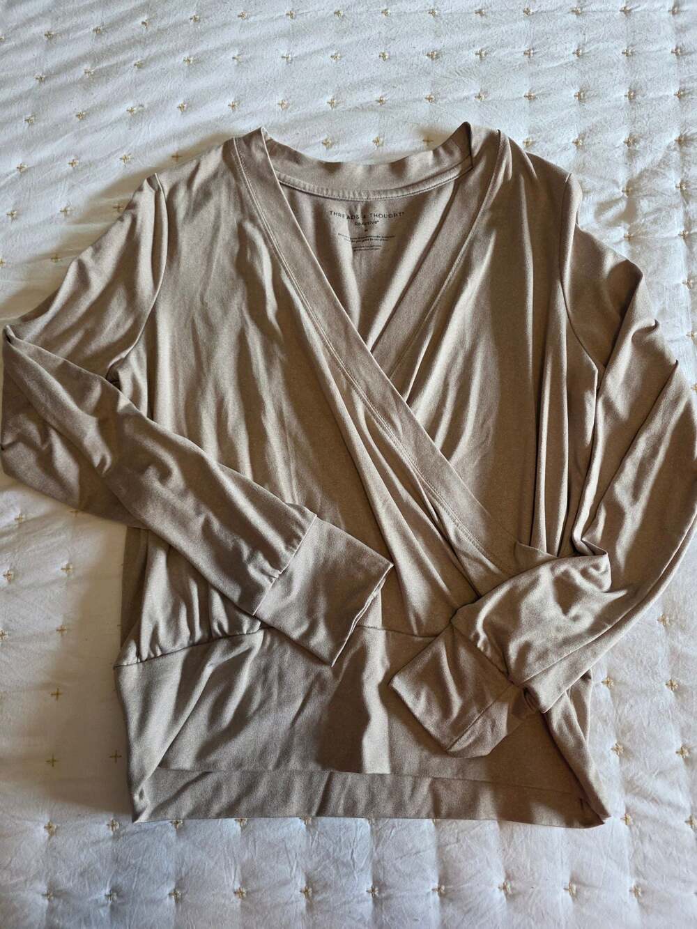 Threads 4 Thought ReActive Women's Long Sleeve Wrap-Front Pullover Top